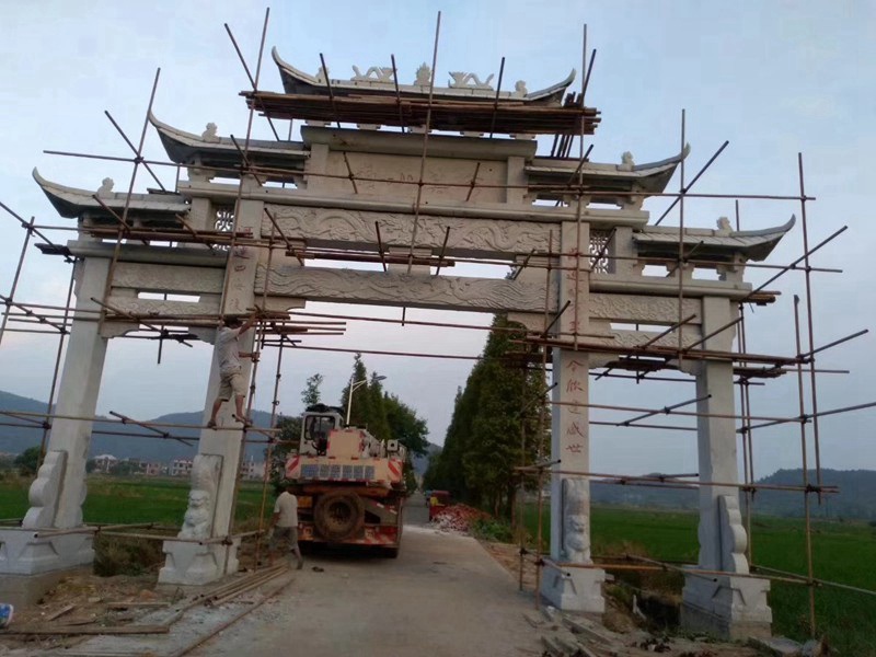 農(nóng)村石門樓設(shè)計(jì)安裝效果